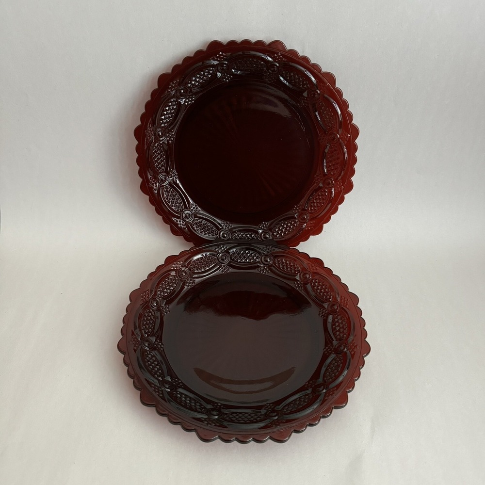 Avon Cape‎ Cod Ruby Red 7-1/4" Dessert Salad Plates Set of 2 Luncheon